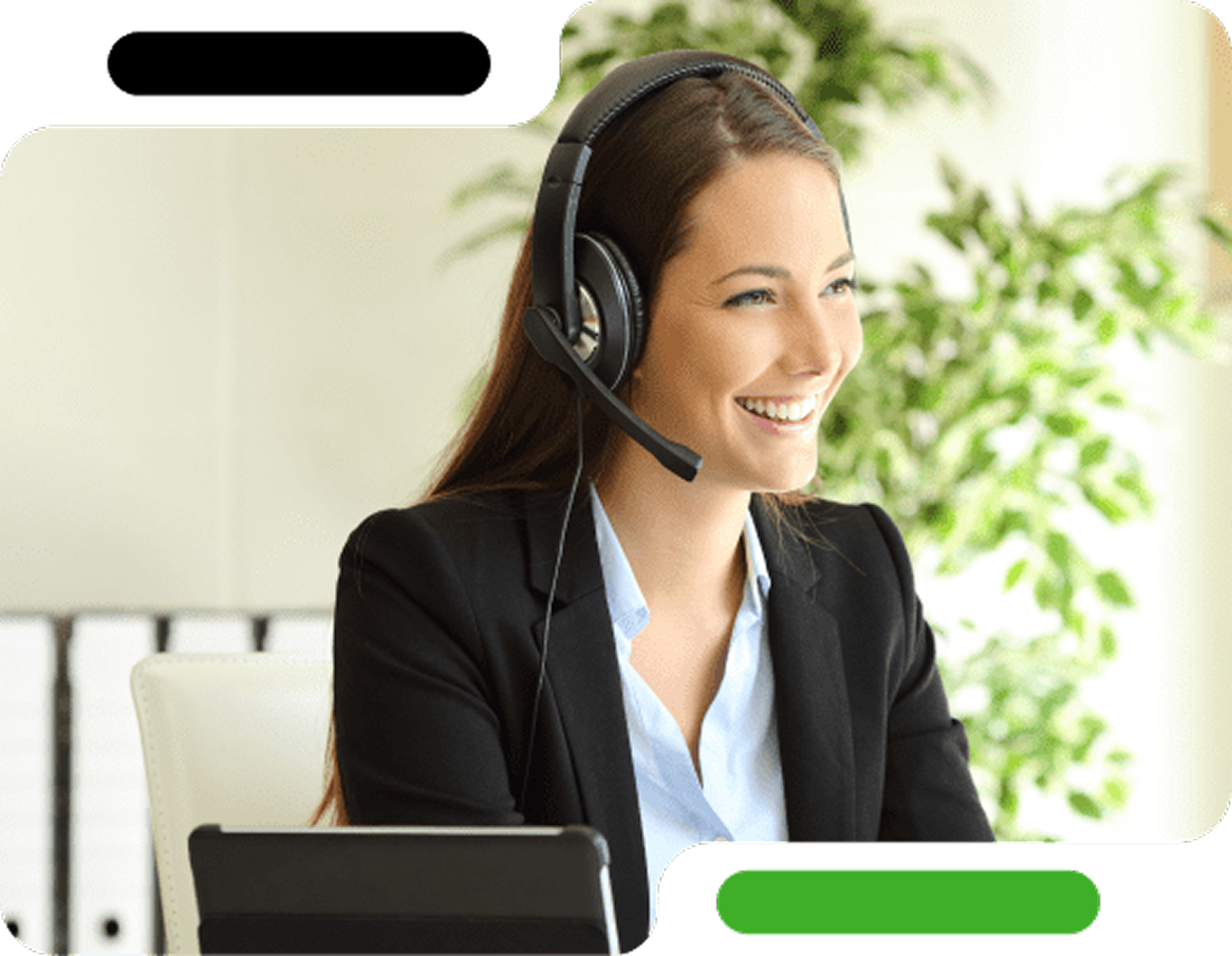 Customer support specialist using a headset